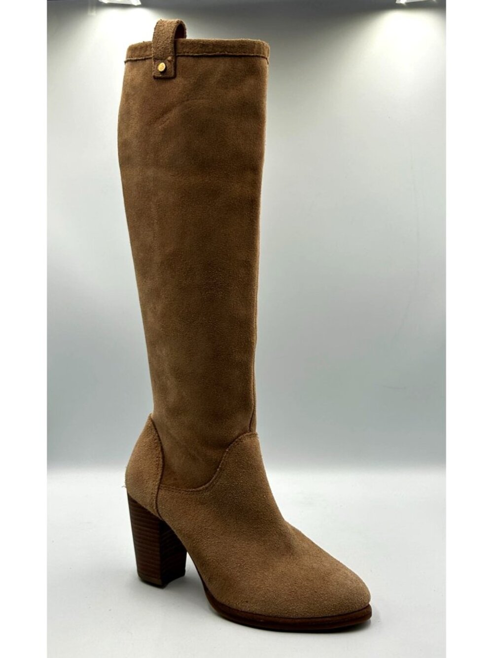 UGG Women's Tan Suede Leather Ava Tall Water Resistant Heeled Boot Size 7 3323 - Picture 11 of 16